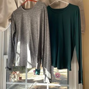 Lot of 2 Athleta sz medium long sleeves tulip back tops EUC!